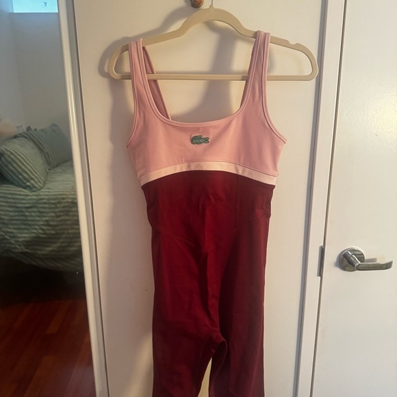 LACOSTE X BANDIER pink & burgundy activewear jumpsuit - Picture 3 of 9